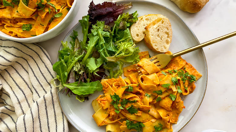 pasta and salad