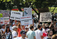 <p>Activists gather to protest the Trump administration’s approach to illegal border crossings and separation of children from immigrant parents in Lafayette Square across from the White House, Saturday, June 30, 2018, in Washington. (Photo: Alex Brandon/AP) </p>