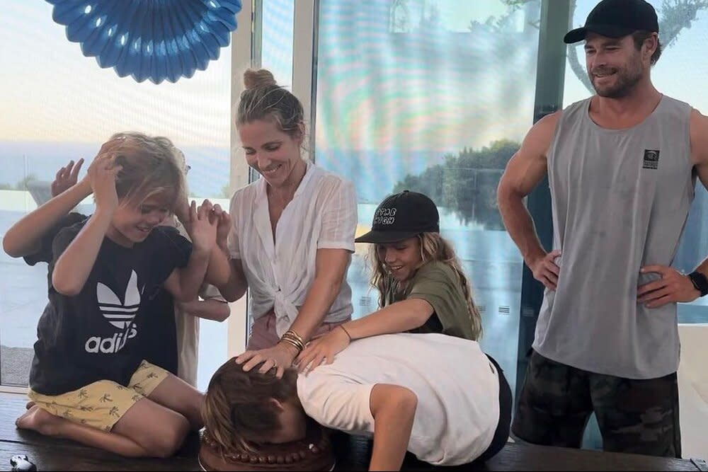 Chris Hemsworth Shares Sweet Pic of Son Being Pushed Face-First into Birthday Cake: ‘Only One Way to Eat Cake'