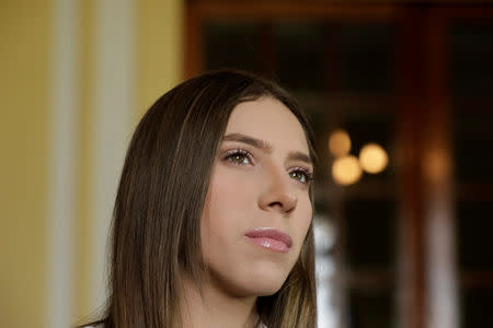 Fabiana Rosales, wife of Venezuelan opposition leader Juan Guaido, who many nations have recognized as the country's rightful interim ruler, speaks during an interview with Reuters at the Colombian embassy in Lima, Peru, March 23, 2019. REUTERS/Guadalupe Pardo