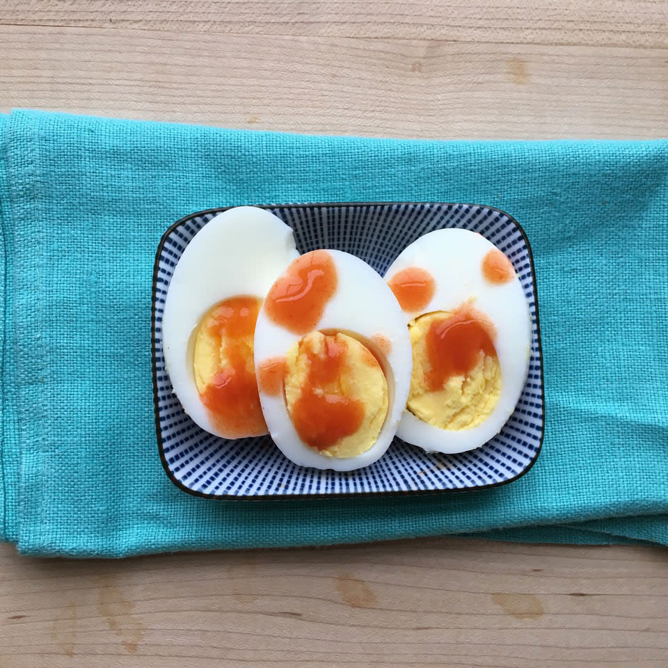 Hard-Boiled Egg with Hot Sauce