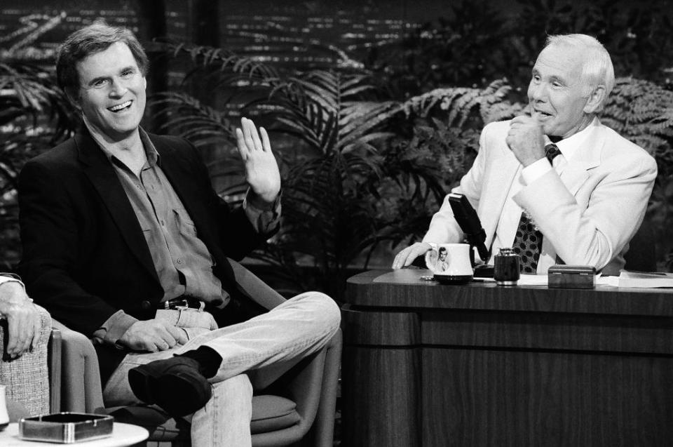 Charles Grodin visits Johnny Carson's show on Sept. 5, 1990. (Photo by: Chris Haston/NBC/NBCU Photo Bank via Getty Images)
