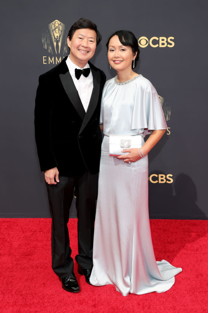 Ken Jeong and his wife, Tran, attend the 73rd Primetime Emmy Awards on Sept. 19 at L.A. LIVE in Los Angeles. (Photo: Rich Fury/Getty Images)