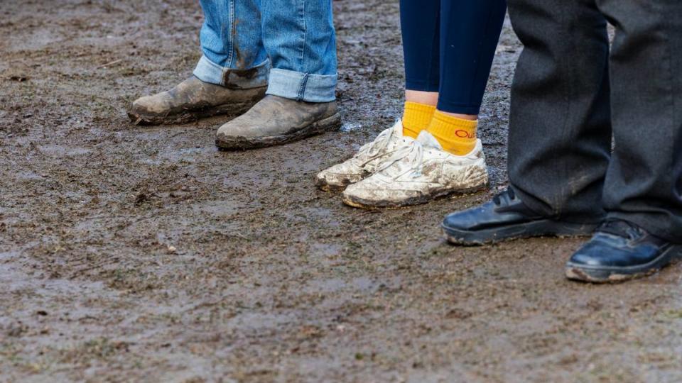 Muddy shoes were a common sight at Treefort Music Fest in 2023 at Julia Davis Park.