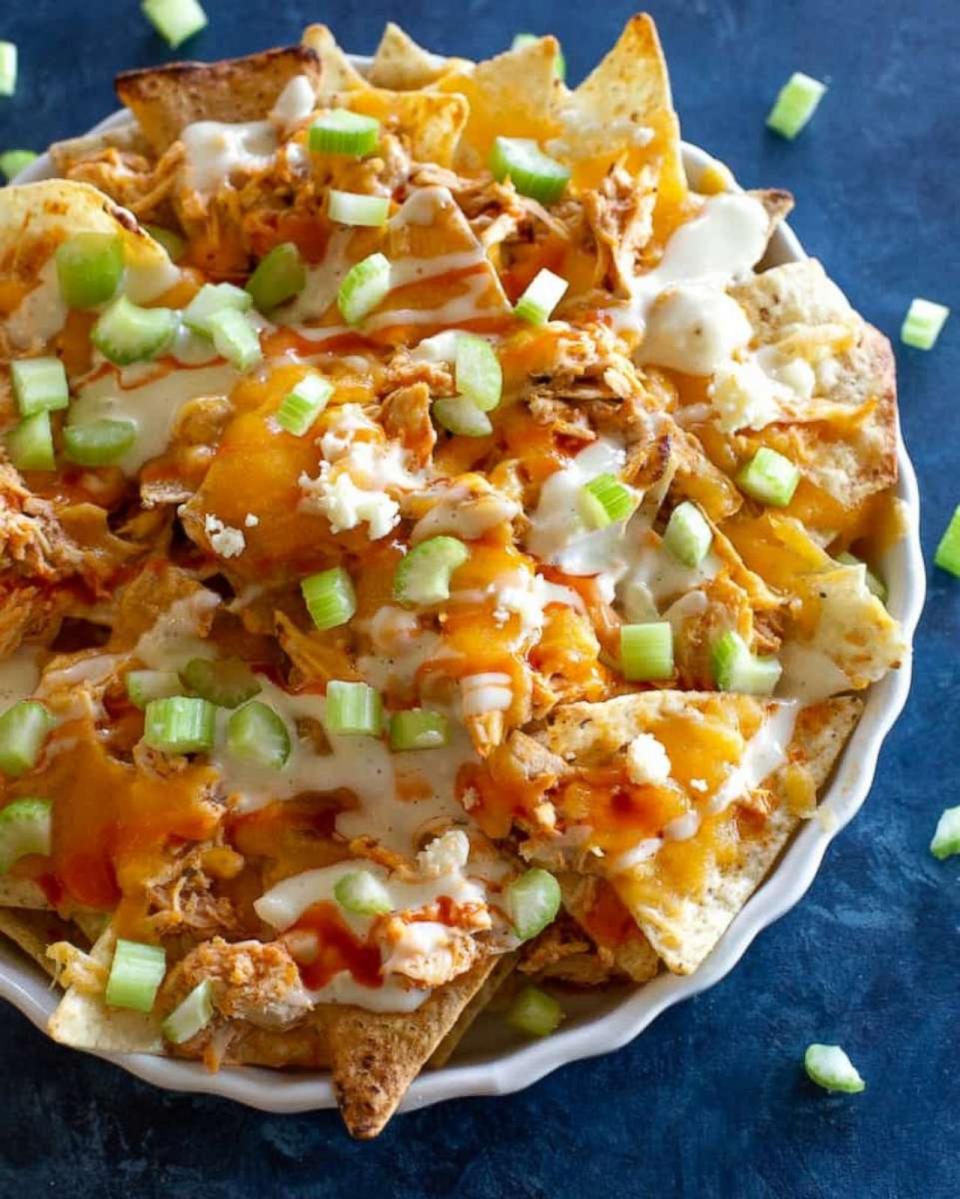 PHOTO: A plate of buffalo chicken nachos.  (The Girl Who Ate Everything)