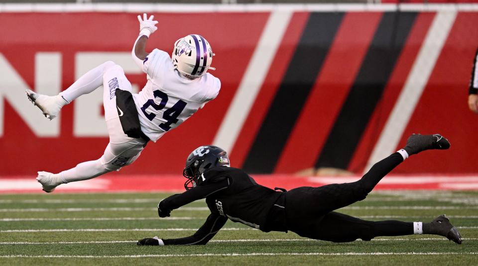 Corner Canyon and Lehi play in high school football semifinal action at Rice-Eccles Stadium in Salt Lake City on Friday, Nov. 10, 2023. Corner Canyon won 63-24. | Scott G Winterton, Deseret News