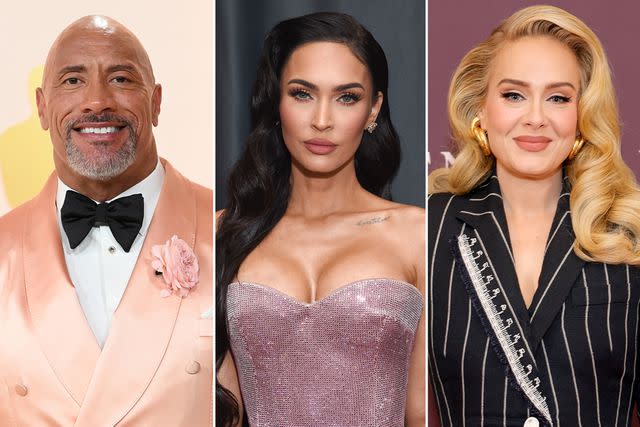 <p> Gilbert Flores/Variety/Getty ; Gilbert Flores/Variety/Penske Media via Getty ; Stefanie Keenan/The Hollywood Reporter/Getty</p> Dwayne Johnson at the 95th Annual Academy Awards on March 12, 2023 in Los Angeles, California; Megan Fox at the premiere of 'Good Mourning' on May 12th, 2022 in West Hollywood, California; Adele attends The Hollywood Reporter's Women In Entertainment 2023 on December 07, 2023 in Los Angeles, California.