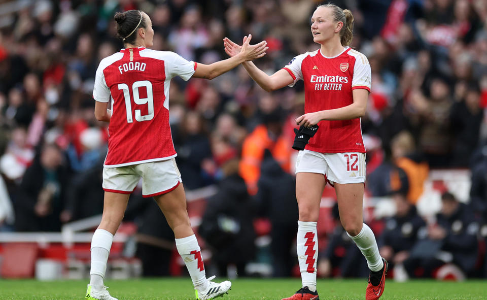 Caitlin Foord in action for Arsenal.