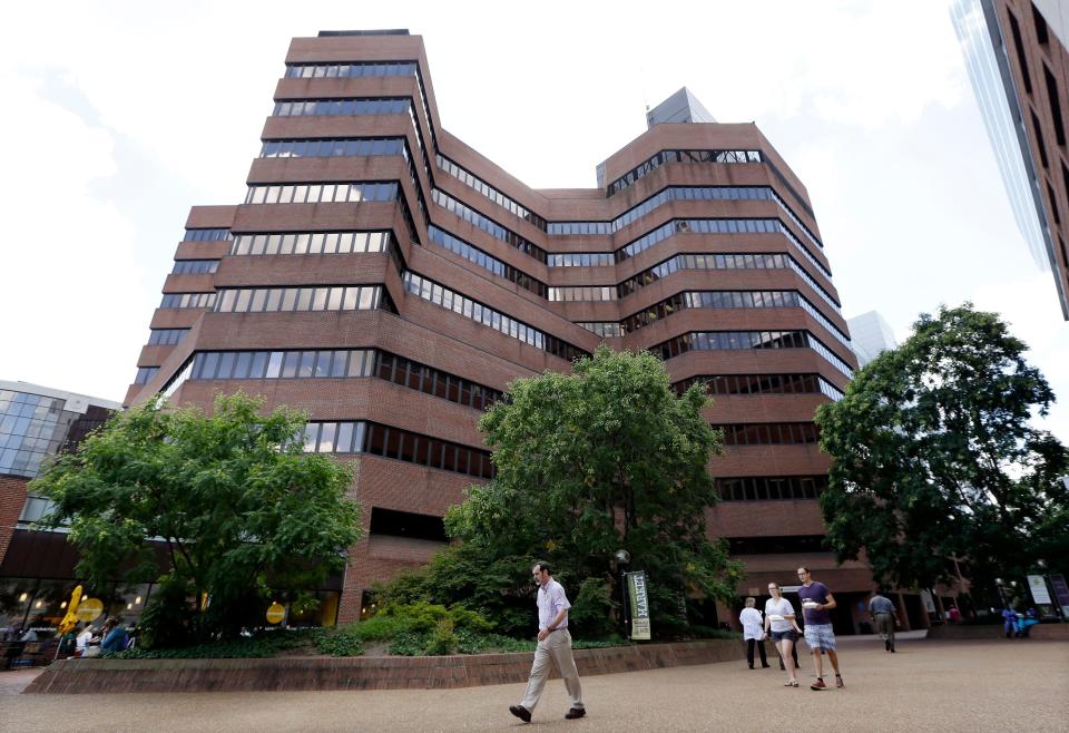 FILE - Vanderbilt University Medical Center in Nashville, Tenn., is pictured on July 16, 2013. Vanderbilt University Medical Center is facing a class action lawsuit for turning over the medical records of its transgender clinic patients to the Tennessee attorney general's office for an ongoing investigation. Two patients sued on Monday, July 24, 2023, in Nashville Chancery Court, saying they were among those who received notice from the hospital that their information was sent to Attorney General Jonathan Skrmetti. (AP Photo/Mark Humphrey, File)