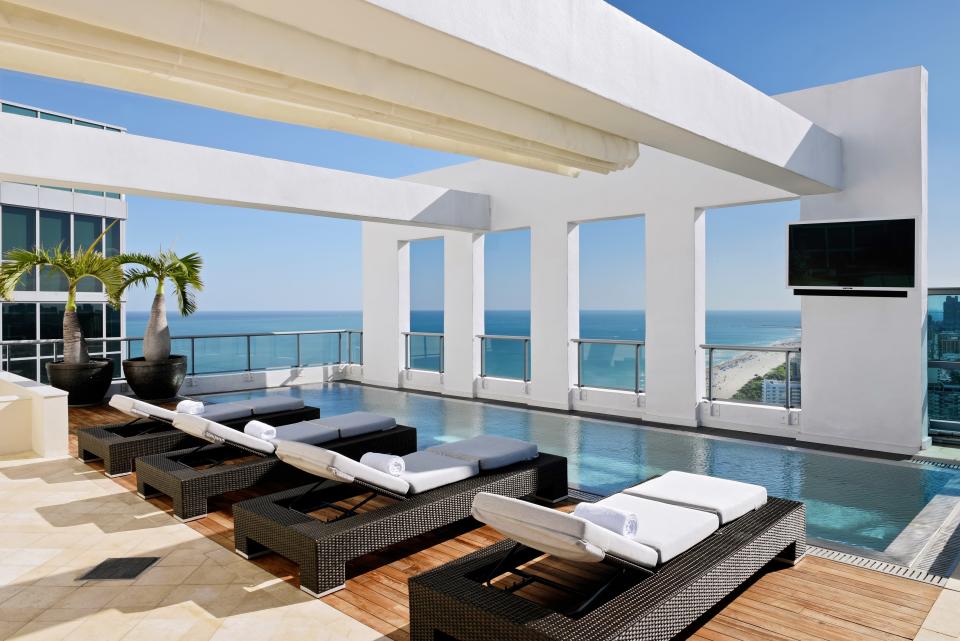 The Setai's 10,000-square-foot penthouse suite on the 40th-floor features and pool and spa on the expansive terrace.