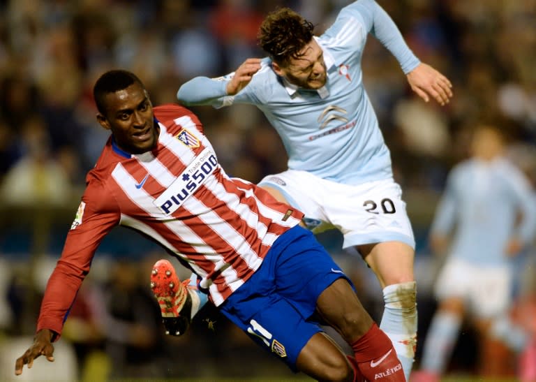 Colombian forward Jackson Martínez (left) in action for Atletico Madrid