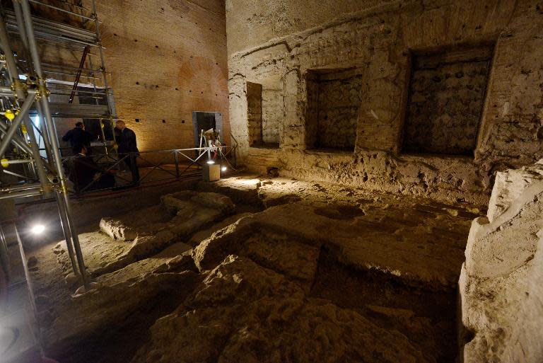 A picture taken on June 18, 2014 in Rome shows the ancient Domus Aurea site (Golden House), built by Roman emperor Nero