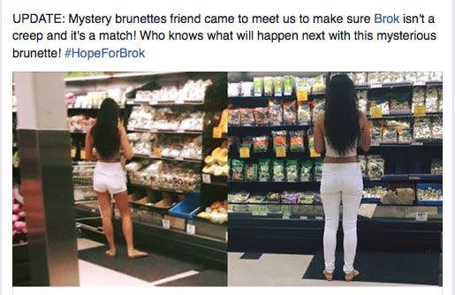 Brok's friend, Blake Nicholls, posted an update about the quest to Facebook claiming the brunette's friend had met Brok. Source: Facebook.