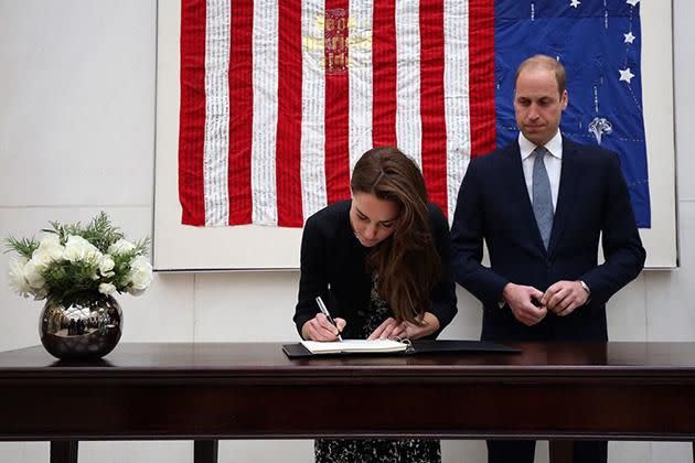 Prince William and Kate Middleton at the US embassy. Photo: Getty Images.