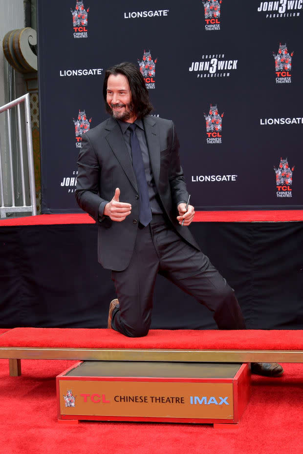 Keanu Reeves at his long overdue handprint ceremony at the TCL Chinese Theatre IMAX on May 14, 2019. Photo: Emma McIntyre/Getty Images