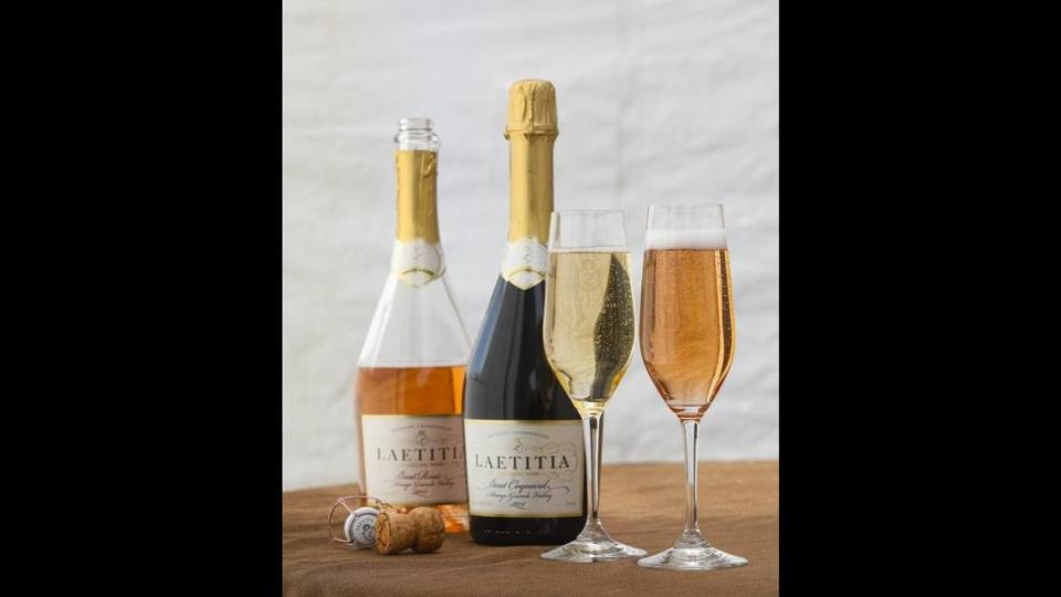 Brut Rosé, left, and Brut Coqurd, are among the sparkling wines made by Laetitia Vineyard and Winery in Arroyo Grande.