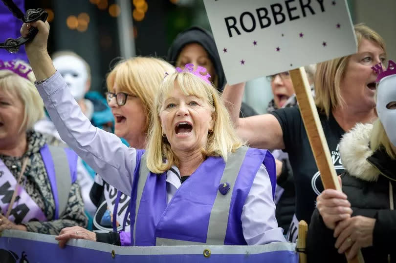 A protest involving Women Against State Pension Injustice (WASPI) campaigners