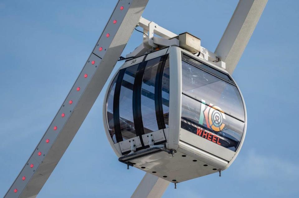 A gondolas is seen on the KC Wheel at Pennway Point district on Wednesday, Dec. 13, 2023, in Kansas City.