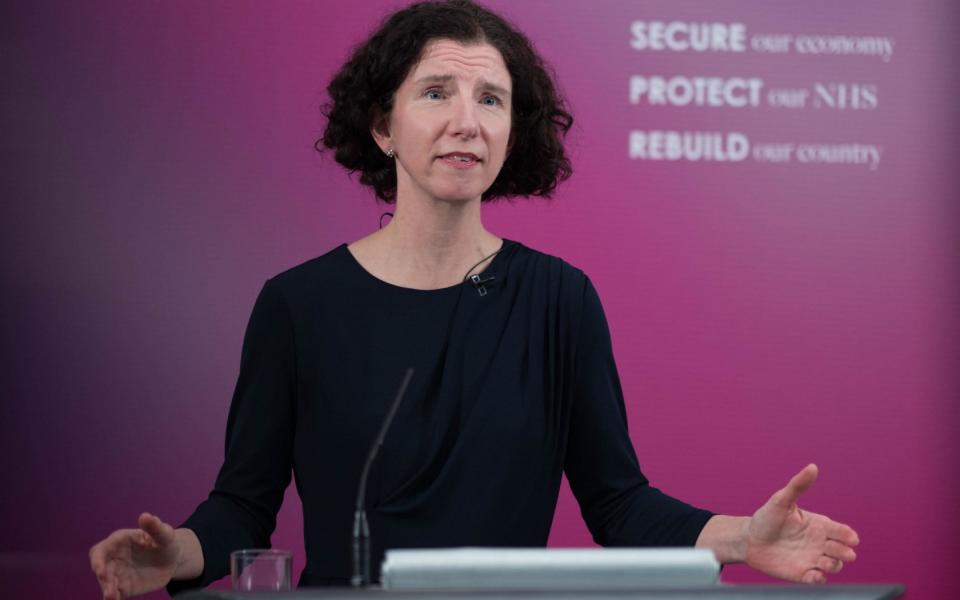 Shadow chancellor Anneliese Dodds at Labour Party headquarters in London, virtually delivers the annual Mais lecture to the City of London's Cass Business School - Stefan Rousseau /PA