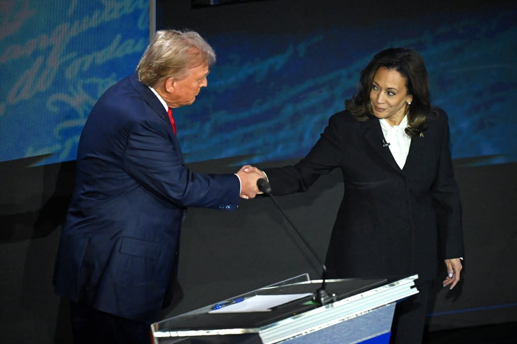 Former President Donald Trump was fact-checked at least five times by moderators during his presidential debate showdown against Vice President Kamala Harris on Tuesday night. AFP via Getty Images