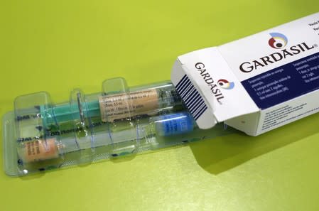 An illustration picture shows a Gardasil anti-cervical cancer vaccine box displayed at a pharmacy in Strasbourg