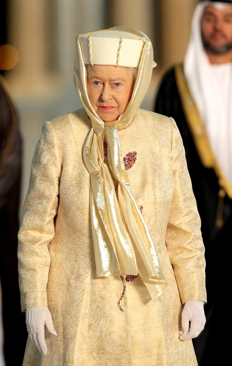 Queen Elizabeth II visiting the Sheikh Zayed Mosque in Abu Dhabi, United Arab Emirates, 2010 (Getty Images)