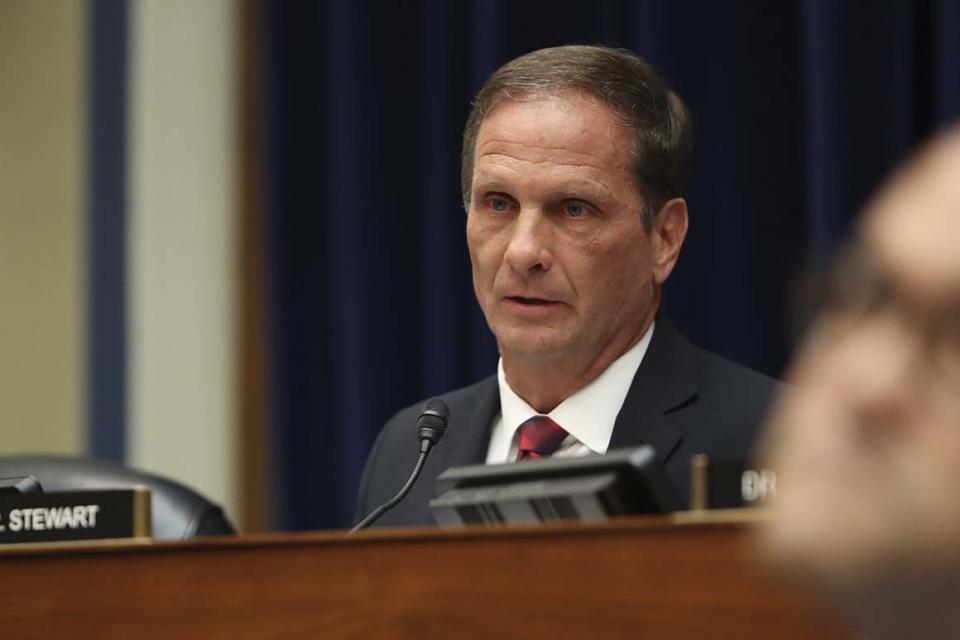 Rep. Chris Stewart, R-Utah, questions Acting Director of National Intelligence Joseph Maguire as he testifies before the House Intelligence Committee on Capitol Hill in Washington, Thursday, Sept. 26, 2019. (AP Photo/Andrew Harnik)