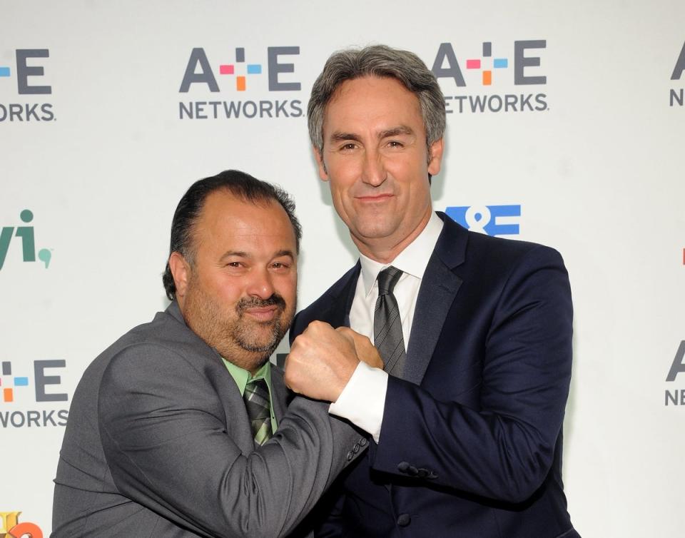 Frank Fritz and Mike Wolfe attend A+E Networks Upfront in 2015 (Getty Images)