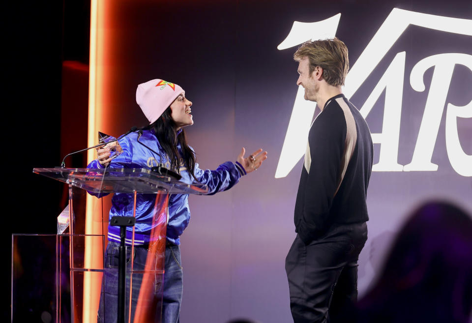 Billie Eilish and Finneas accept the Film Song of the Year award at Variety’s Hitmakers.