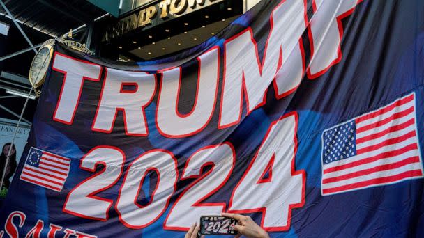 PHOTO: Trump supporters rally outside of Trump Tower after the former U.S. President Donald Trump said that FBI agents raided his Mar-a-Lago Palm Beach home, in New York, Aug. 9, 2022. (David Dee Delgado/Reuters)