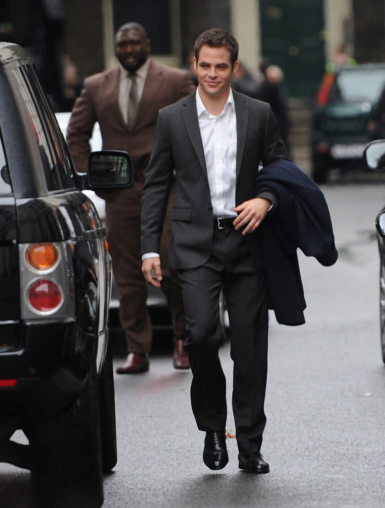 Chris Pine on set of 'Jack Ryan' on October 21, 2012 in London, England.