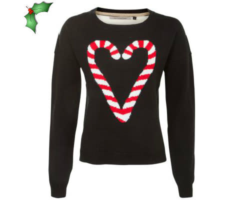 <a href="http://www.boohoo.com/restofworld/icat/winter-knitwear/knitwear/ruby-reindeer-jumper/invt/azz55562" rel="nofollow noopener" target="_blank" data-ylk="slk:New Look Black Candy Cane jumper, £24.99;elm:context_link;itc:0;sec:content-canvas" class="link ">New Look Black Candy Cane jumper, £24.99</a>