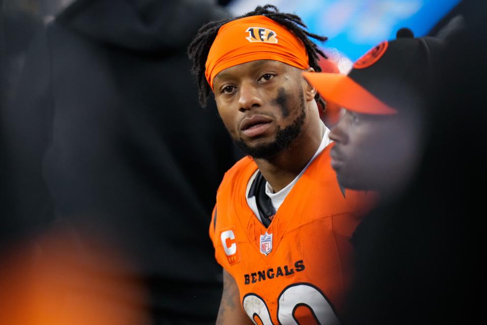 The Bengals were held to 25 yards rushing for the game, with Joe Mixon getting only eight carries for 16 yards.