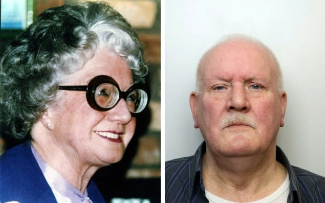 Raymond Kay (right) from Halifax, exploited 86-year-old Amy Shepherd's trust to enter her sheltered accommodation in Wibsey, Bradford, on August 2, 1994