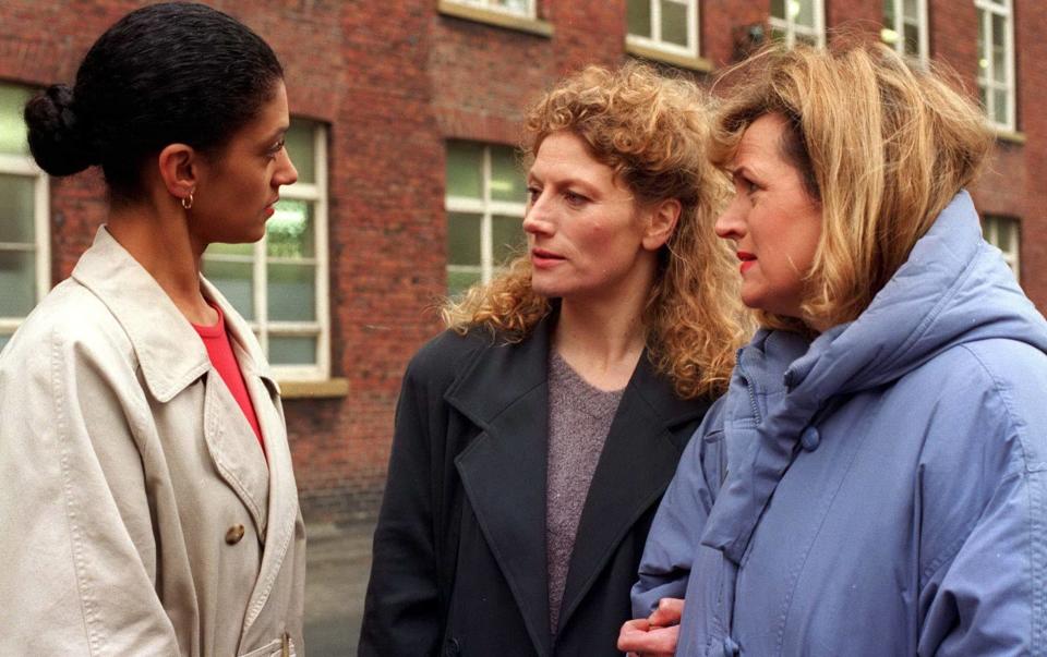 She placed strong believable female characters in the foreground: here Cathy Tyson, Geraldine James and Barbara Dickson in Band of Gold, 1996 - ITV/Shutterstock