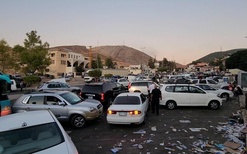 Gridlock at the Masnaa border crossing between Lebanon and Syria, through which hundreds of thousands of people have fled