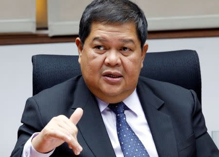 Philippine Central Bank governor Nestor Espenilla gestures during an interview with REUTERS at the Central bank headquarter in Pasay, metro Manila, Philippines October 4, 2017. REUTERS/Dondi Tawatao