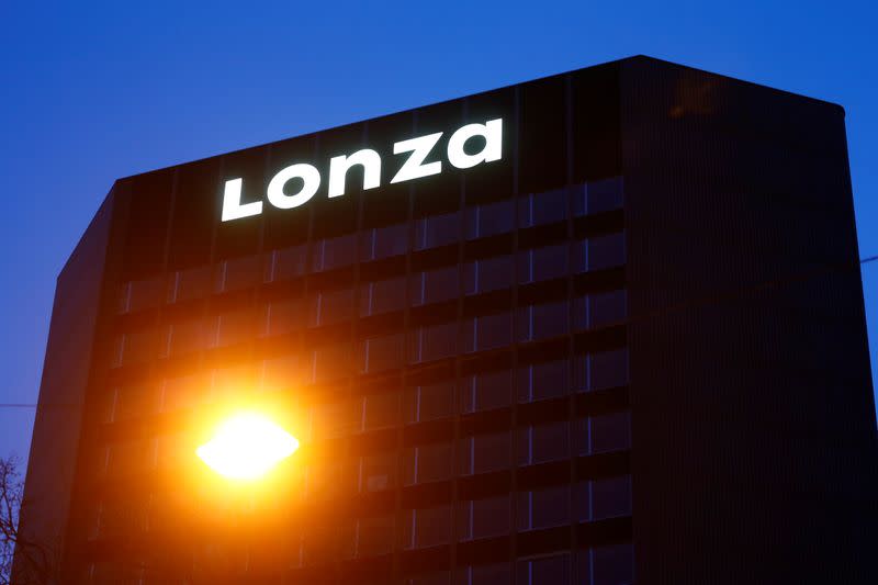 Logo of Swiss pharmaceutical group Lonza is seen in Basel