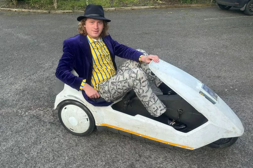 Cormac Boylan in the seat of his Sinclair C5