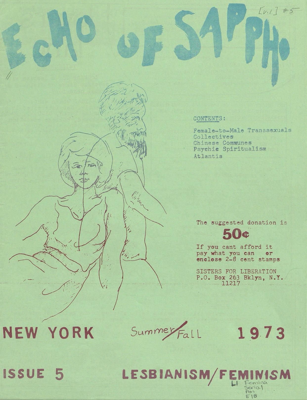 A 1973 issue of the lesbian magazine Echo of Sappho. (Reveal Digital via JSTOR)