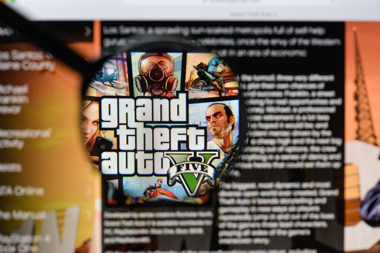 <span class="caption">The world of Grand Theft Auto V is largely representative of the real world with all its social problems.</span> <span class="attribution"><a class="link " href="https://www.shutterstock.com/image-photo/milan-italy-august-20-2018-grand-1169237881" rel="nofollow noopener" target="_blank" data-ylk="slk:Casimiro PT/Shutterstock;elm:context_link;itc:0;sec:content-canvas">Casimiro PT/Shutterstock</a></span>