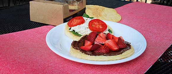 Walmart Crotilla with various toppings.