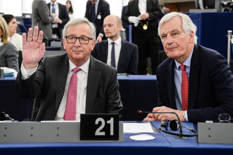 Jean-Claude Juncker and Michel Barnier together in the European Parliament (Getty)