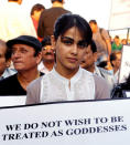 Genelia during the protest march