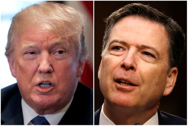 FILE PHOTO: A combination of file photos show U.S. President Trump and former FBI Director Comey in Washington