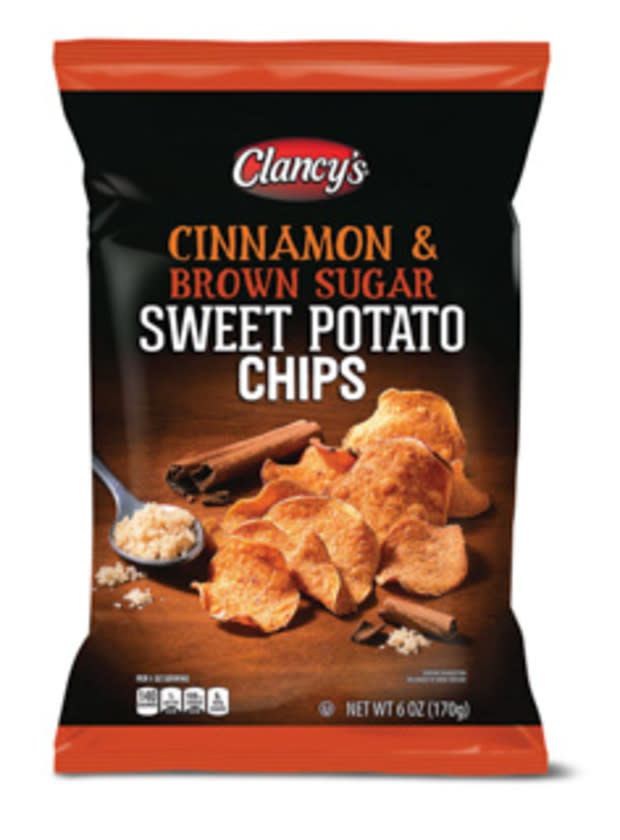 Clancy's Cinnamon and Brown Sugar Sweet Potato Chips<p>Aldi</p>