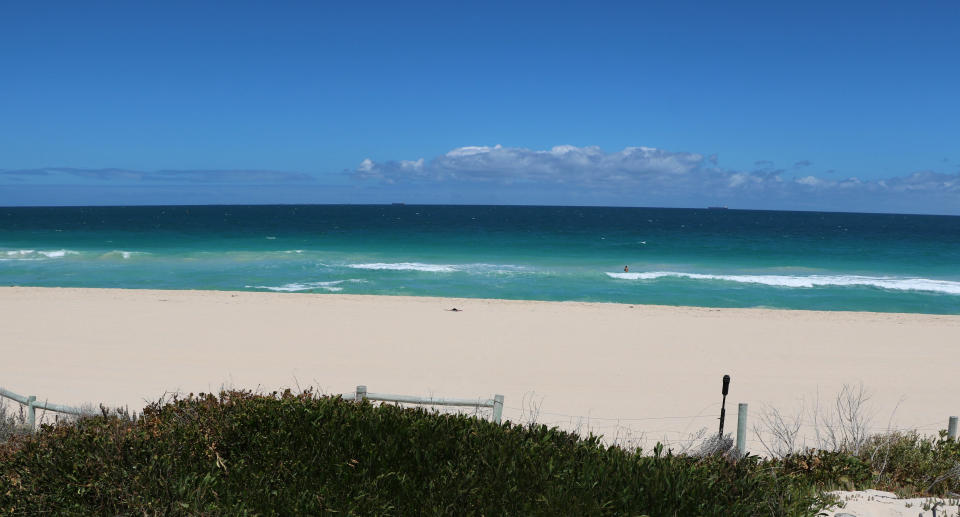 A WA beach where shark was seen on a sunny day. 