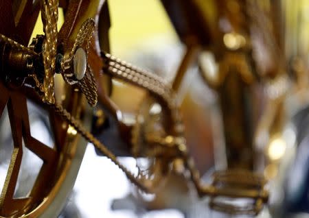 The wheel of a customized low rider bicycle is pictured outside Manny's bike shop in Compton, California U.S., June 3, 2016. Picture taken June 3, 2016. REUTERS/Mario Anzuoni