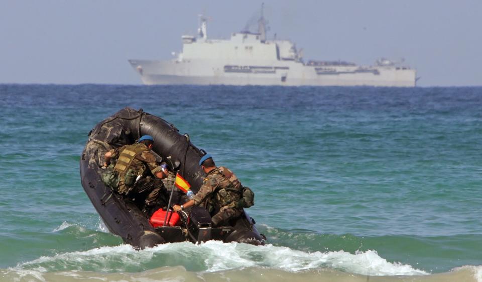 Members of the Spanish Navy in Tyre, Lebanon, in September 2006.