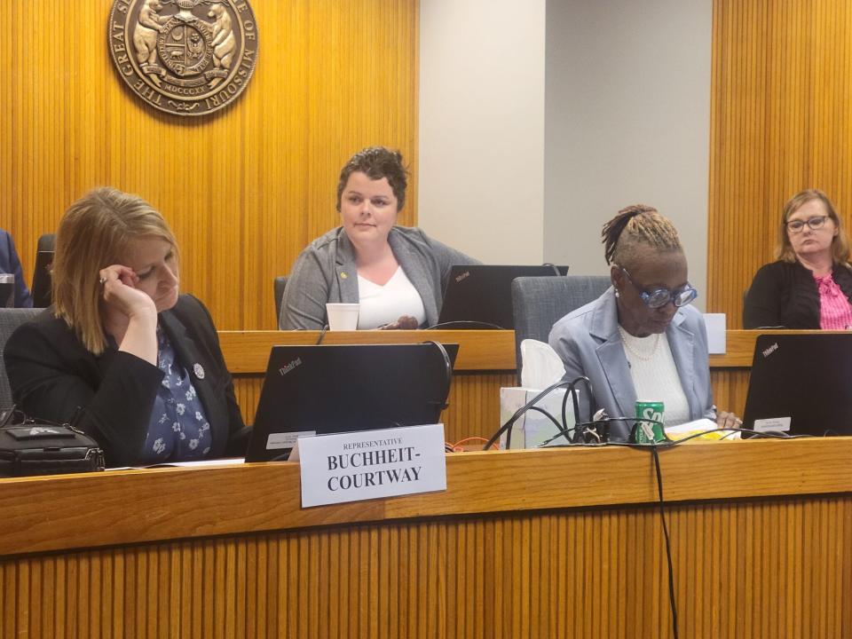 State Rep. Hannah Kelly, center, during Monday’s hearing of the House Ethics Committee.